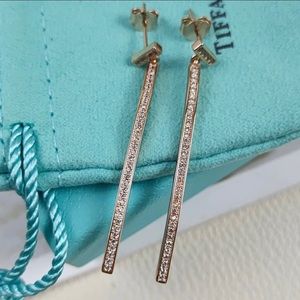 Tiffany TBar rose 18k gold earrings